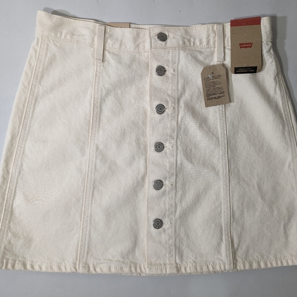 NEW-  Womens Levi's A-line Button Front Mini Skirt Today is the Day White - Picture 4 of 8